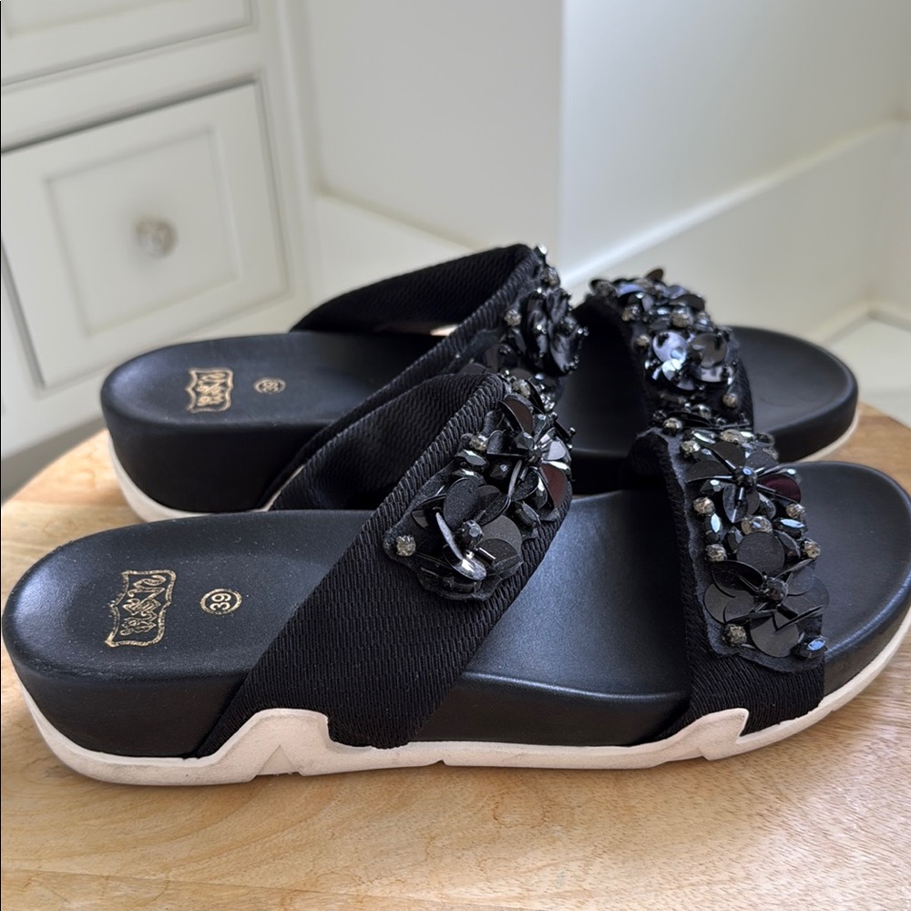 Ash Black Embellished Sandals